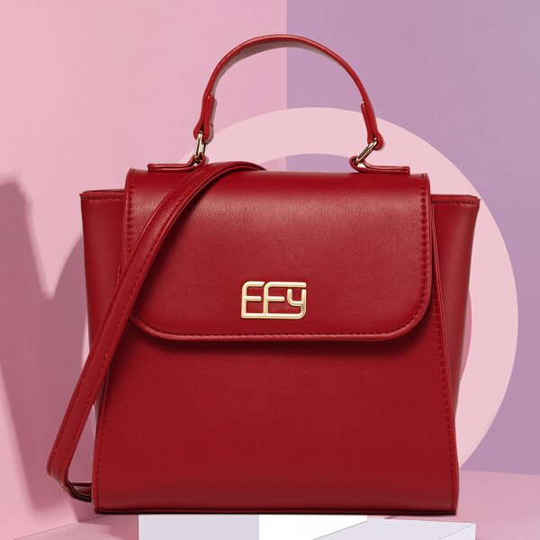 

Metal Decor Flap Square Bag, Burgundy