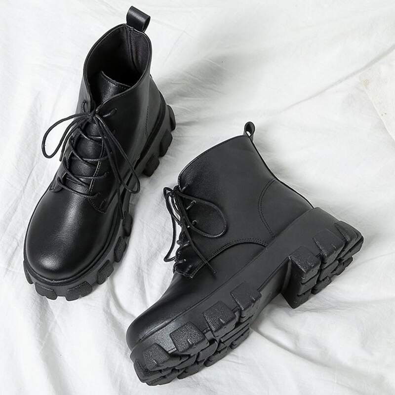 

Lace-up Front Combat Boots, Black