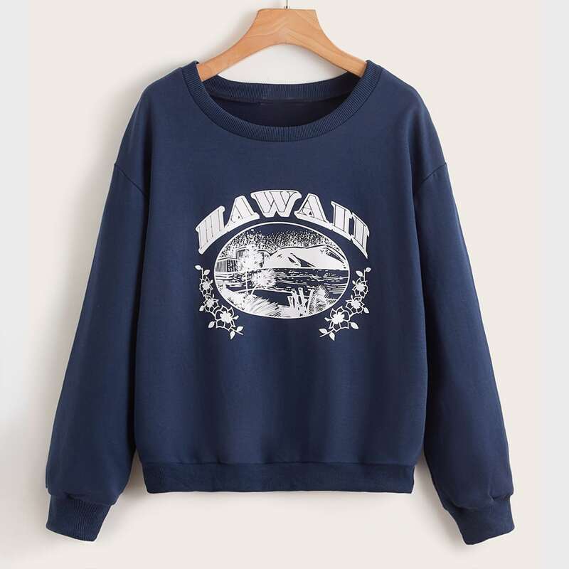 

Letter Graphic Sweatshirt, Navy blue