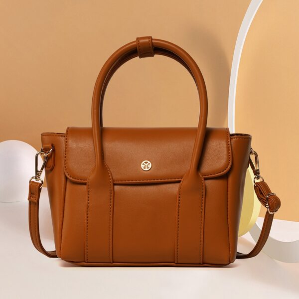 

Metal Patch Satchel Bag, Brown