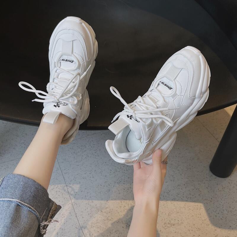 

Lace-up Front Letter Graphic Chunky Sneaker, White