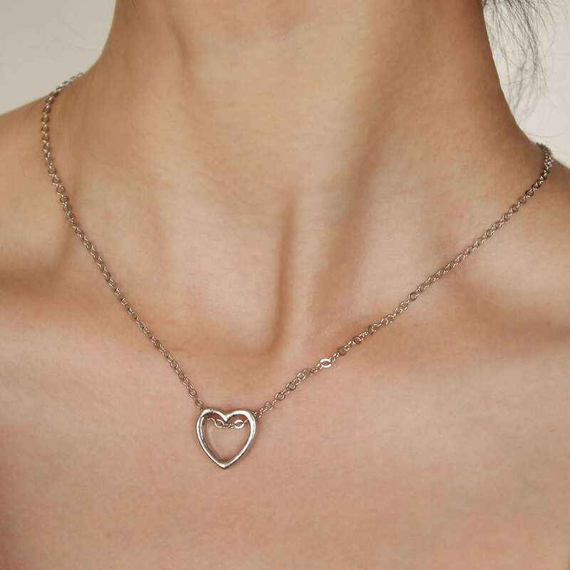 

Heart Decor Chain Necklace, Silver