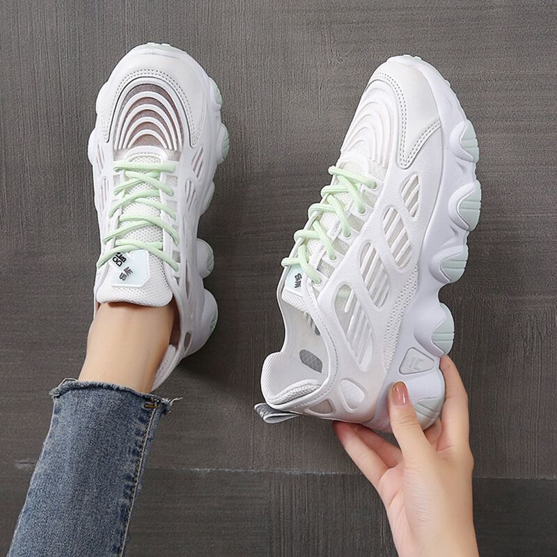 

Lace-up Front Chunky Sneakers, White