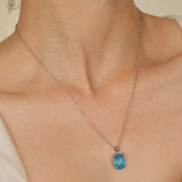 

Gemstone Decor Necklace, Blue