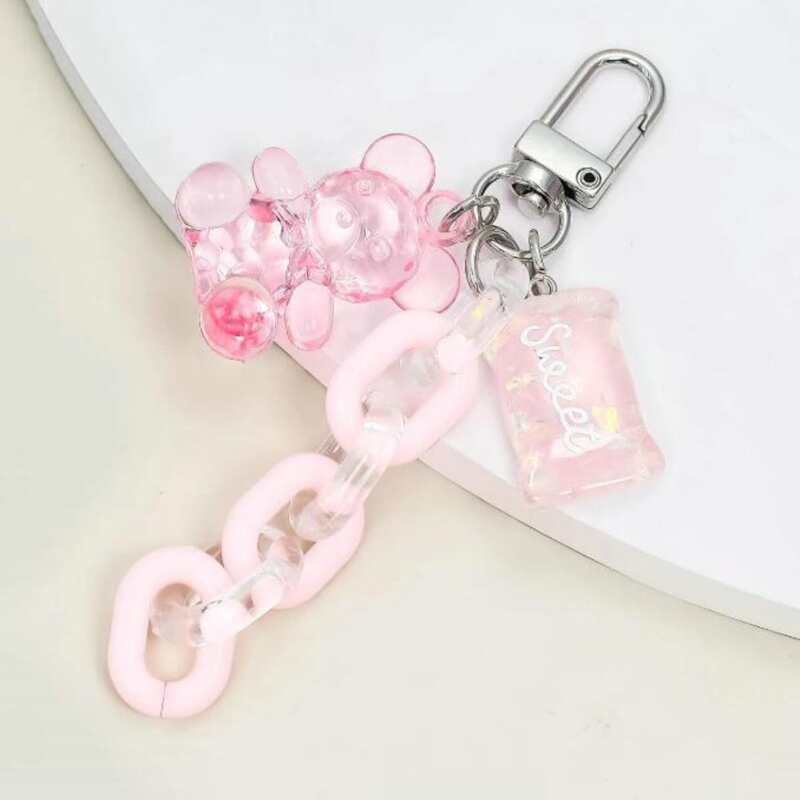 

Bear & Chain Decor Bag Charm, Pink