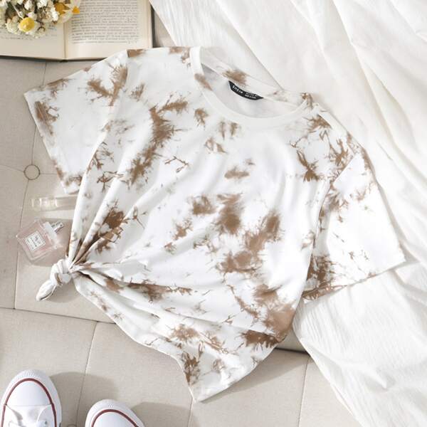 

Tie Dye Round Neck Tee, White
