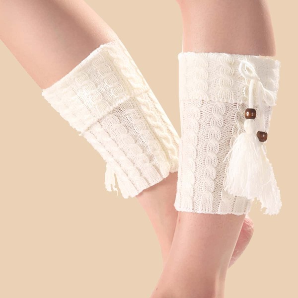 

Tassel Decor Leg Warmers, White