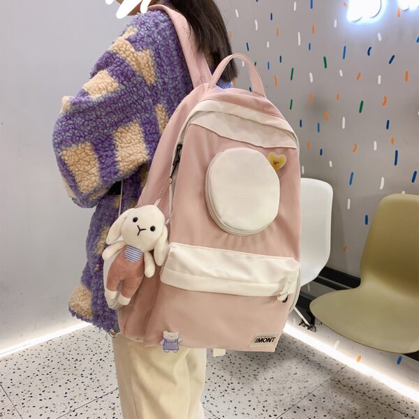 

Coin Case Detail Backpack With Bag Charm, Pink