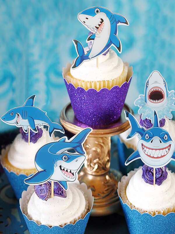 5 Pieces Decoration De Gateau Requin Mode En Ligne Shein France
