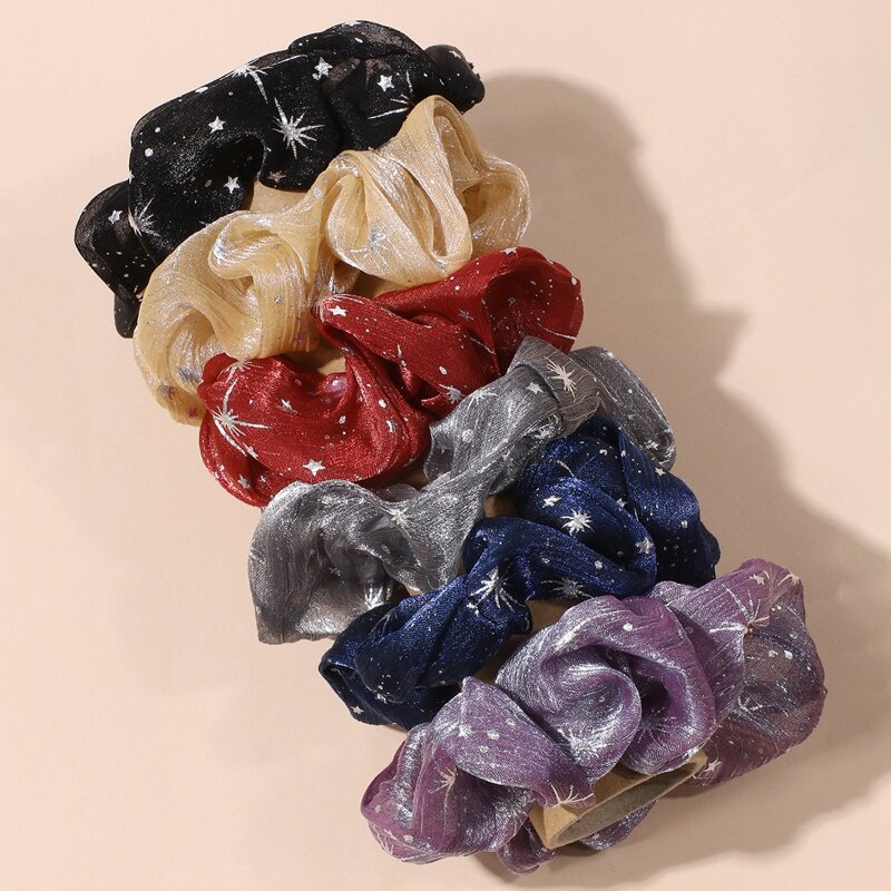 

6pcs Star Graphic Scrunchie, Multicolor