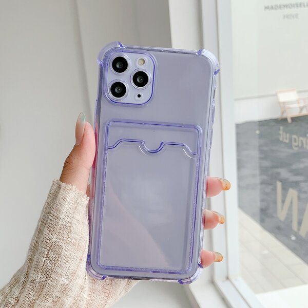 

Clear Phone Case With Card Slot, Purple