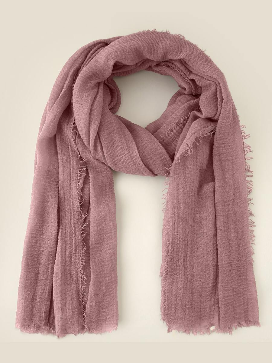 1pc vải lanh màu bong bóng chi tiết hijab cho bãi biển, kem chống nắng, khăn ấm áp và giải trí - Bụi hồng - Xem 1