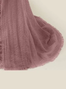 1pc vải lanh màu bong bóng chi tiết hijab cho bãi biển, kem chống nắng, khăn ấm áp và giải trí - Bụi hồng - Xem 2