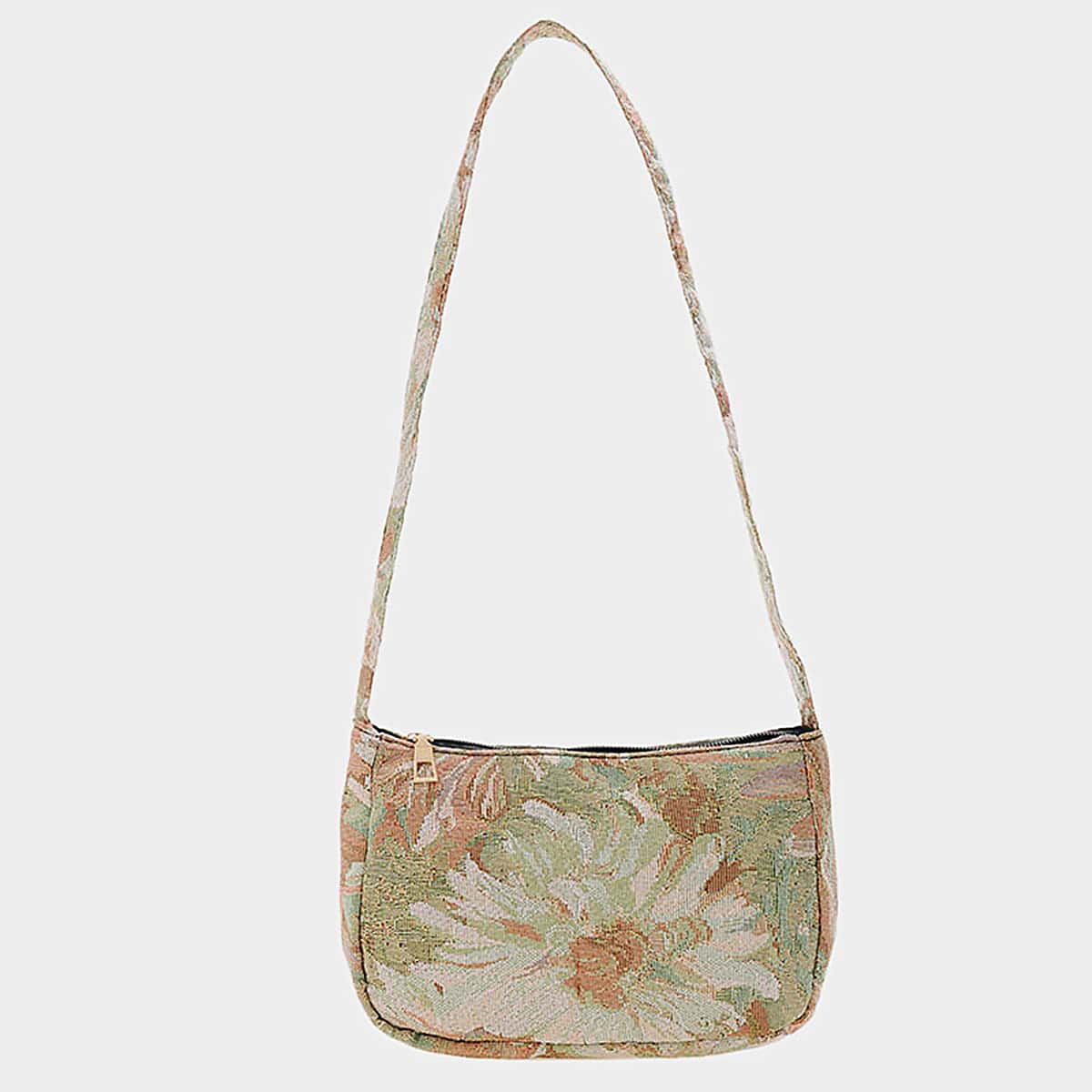 

Floral Pattern Zipper Up Shoulder Bag, Multicolor