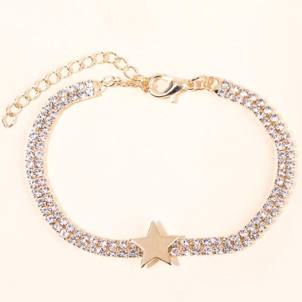 

Rhinestone Star Decor Bracelet, Gold