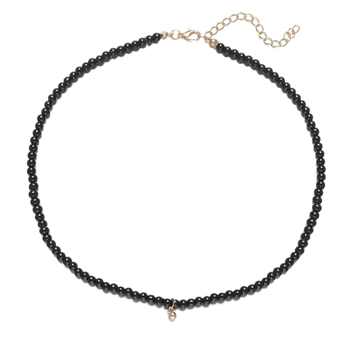 

1pc Simple Beaded Necklace, Black