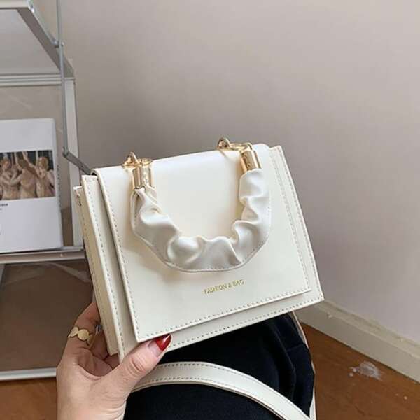 

Minimalist Flap Satchel Bag, White