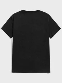 Manfinity VCAY Hombres Camiseta con estampado de oso de cuello redondo - Negro - Ver 2