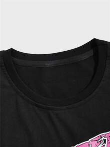 ROMWE MEN Street Life Các bạn Áo thun Bông Lá thư Đồ họa Ô tô - màu đen - Xem 4