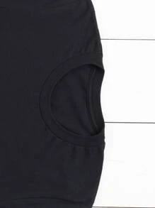 Camiseta con estampado de dragón de manga corta - Negro - Ver 3