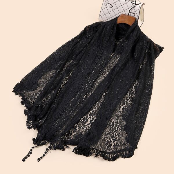 

1pc Lace Scarf, Black