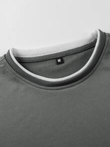 Manfinity Hypemode Hombres Sudadera con estampado de letra de hombros caídos 2 en 1 - Verde militar - Ver 4