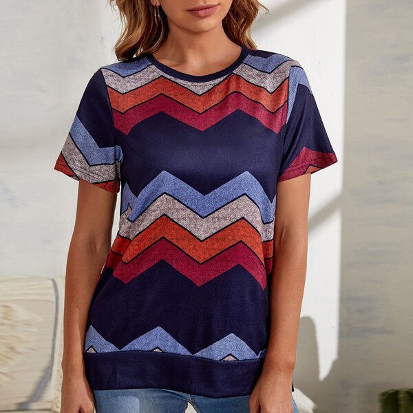 

Chevron Print Tee, Multicolor