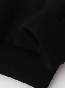 SHEIN Áo nỉ tay trễ vai in hình hoạt hình bé gái - màu đen - Xem 4