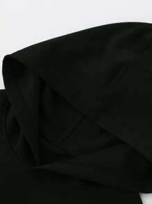 SHEIN Áo nỉ tay trễ vai in hình hoạt hình bé gái - màu đen - Xem 5