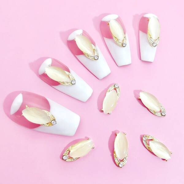 

10pcs Rhinestone Nail Art Decoration, Gold