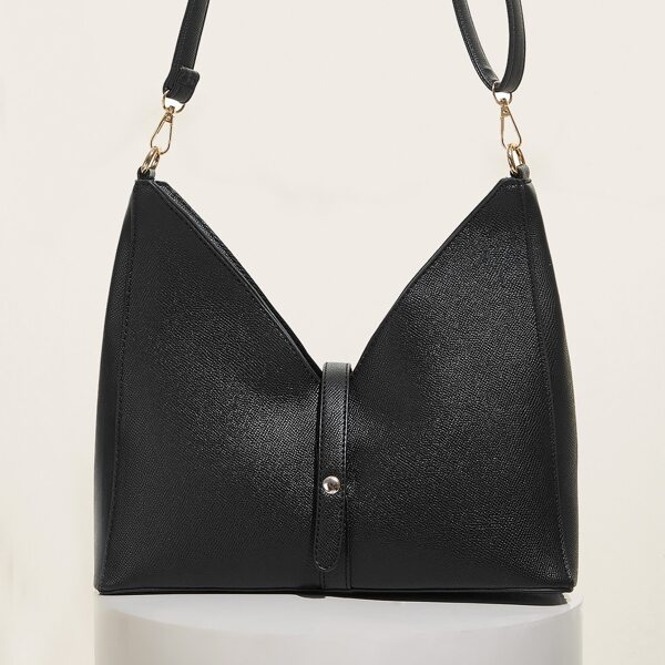 

Minimalist Buckle Decor Chain Shoulder Bag, Black