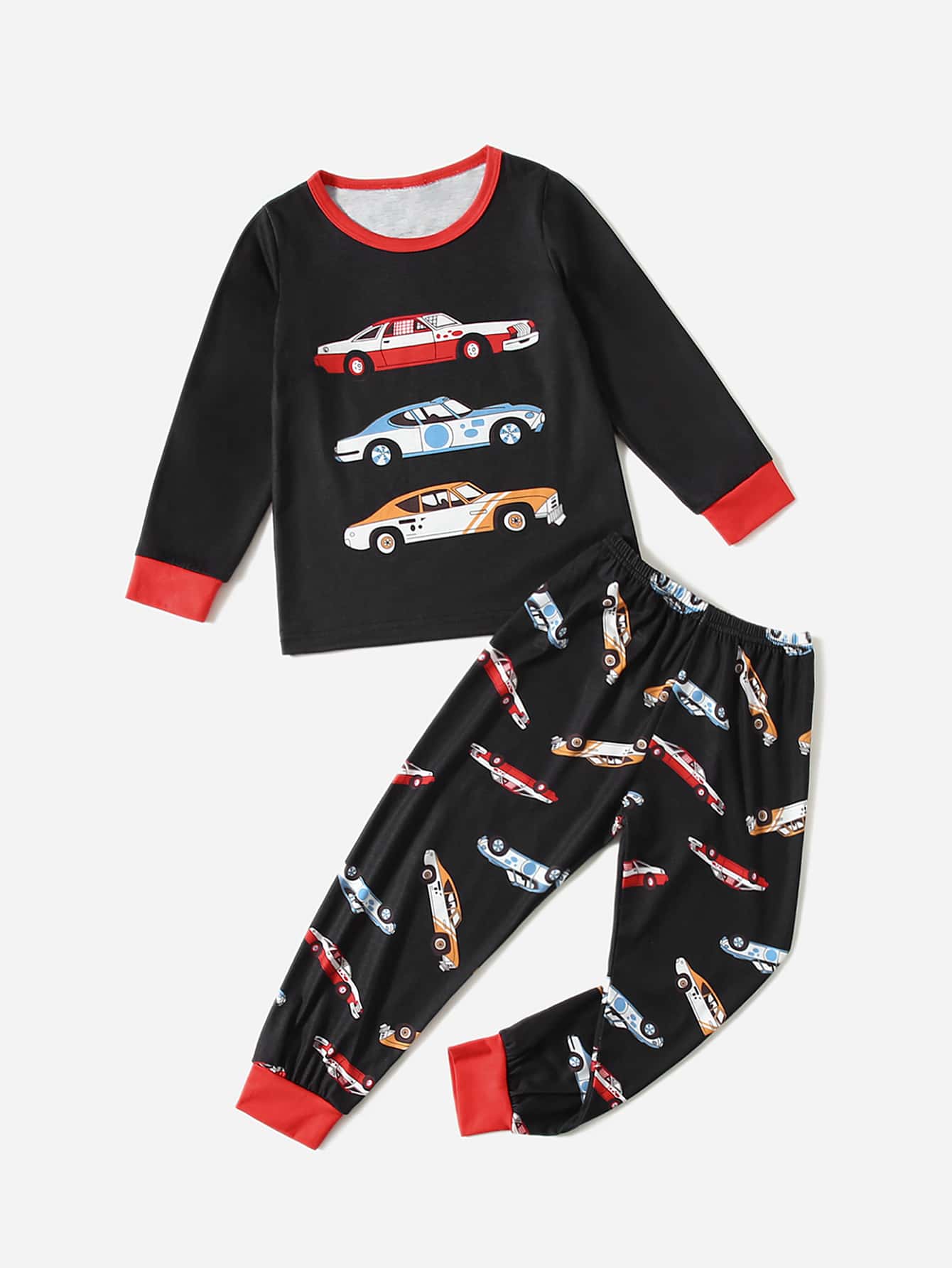 Niños Conjunto de pijama con estampado de coche - Negro - Ver 1