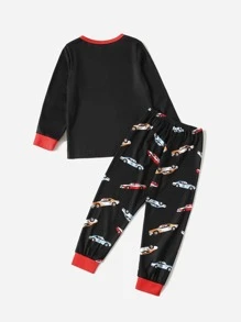 Niños Conjunto de pijama con estampado de coche - Negro - Ver 2