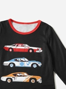 Niños Conjunto de pijama con estampado de coche - Negro - Ver 3