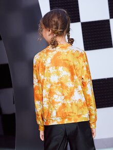 SHEIN Áo nỉ Gái Cà vạt nhuộm Giải trí - Màu vàng - Xem 2