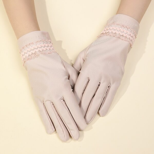 

1pair Simple Gloves, Pink
