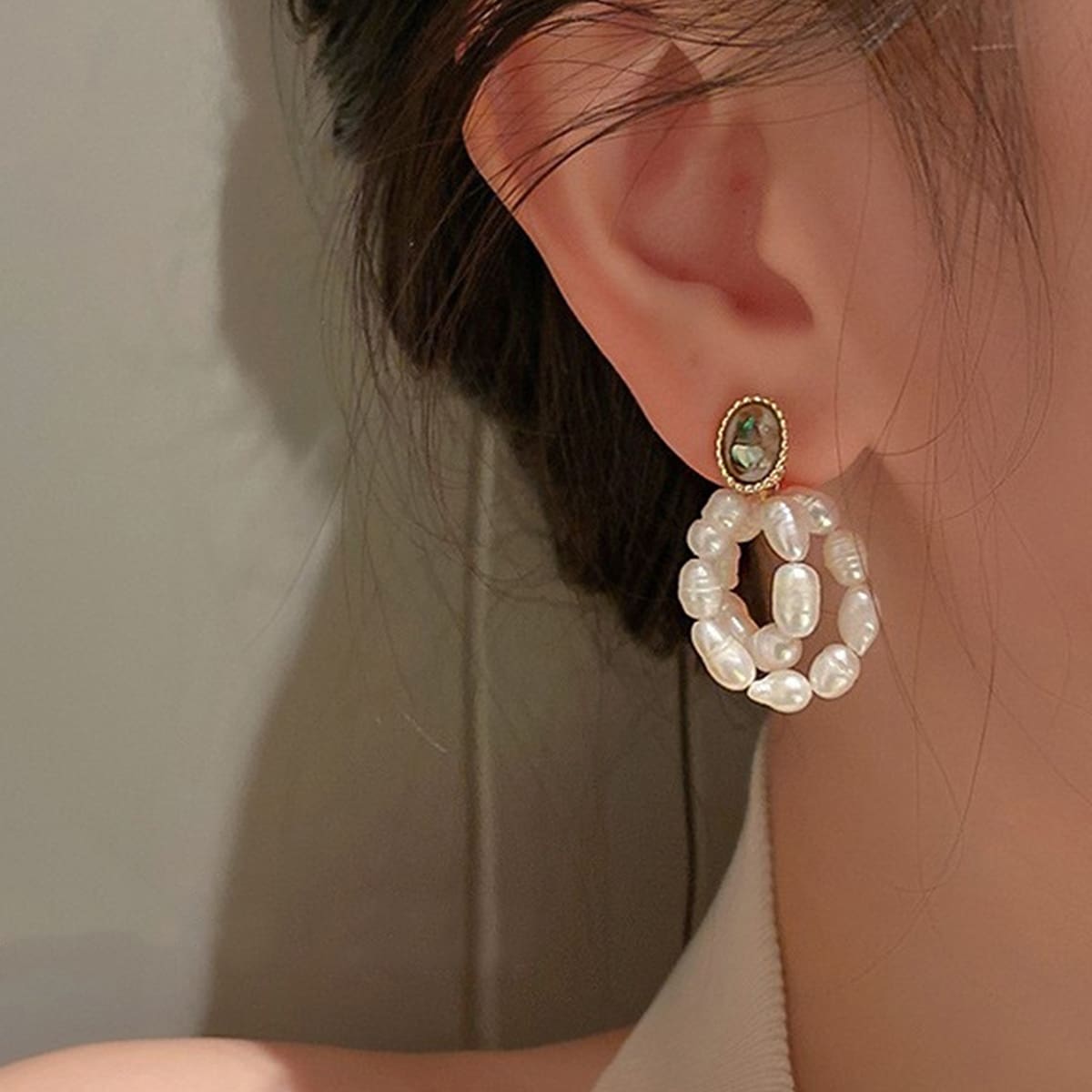 

Faux Pearl Decor Earrings, White