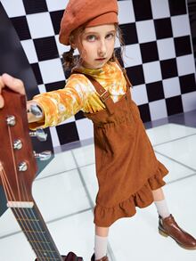 SHEIN Áo nỉ Gái Cà vạt nhuộm Giải trí - Màu vàng - Xem 7