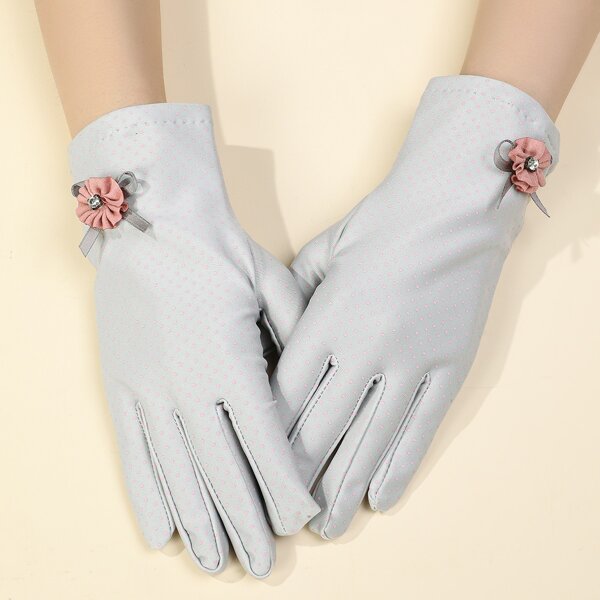 

Flower Decor Gloves, Grey