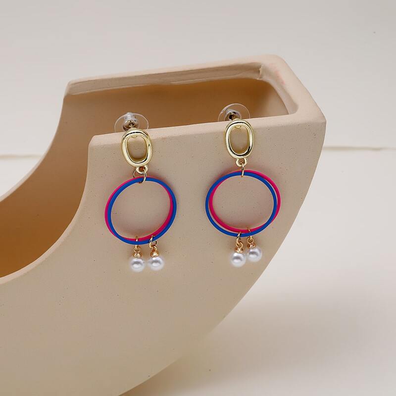 

Faux Pearl Drop Earrings, Purple