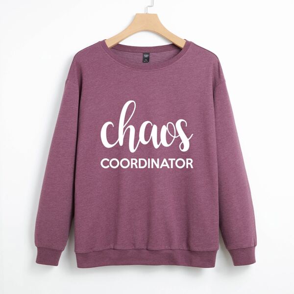 

Plus Letter Graphic Sweatshirt, Mauve purple
