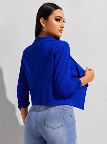 Firerie Blazer de cuello de chal de color sólido para otoño/invierno - azul real - Ver 2