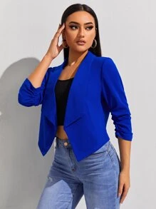 Firerie Blazer de cuello de chal de color sólido para otoño/invierno - azul real - Ver 4