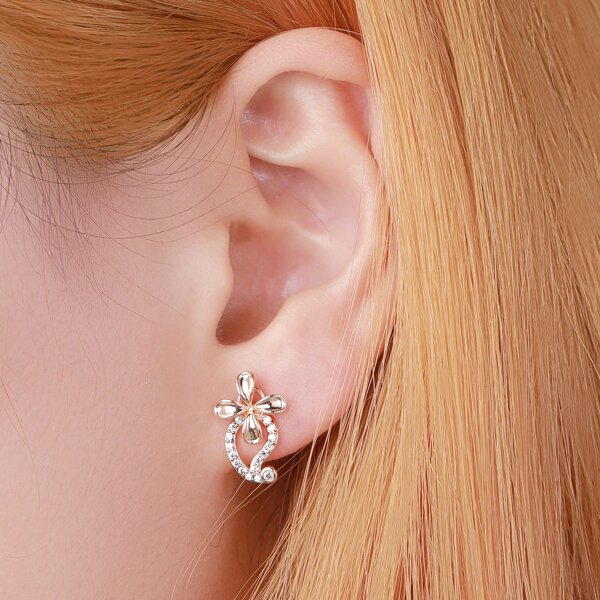 

18K Gold Plated Zircon Decor Stud Earrings