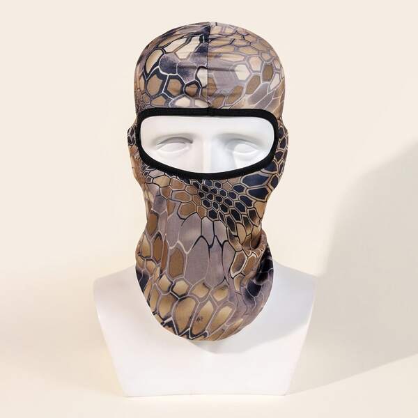 

Geometric Pattern Hat With Face Cover, Multicolor