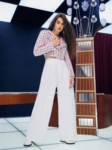 SHEIN Privé 雙排釦格紋粗花呢花呢外套 - 彩色 - 查看 3