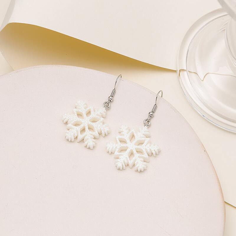 

Snowflake Drop Earrings, White