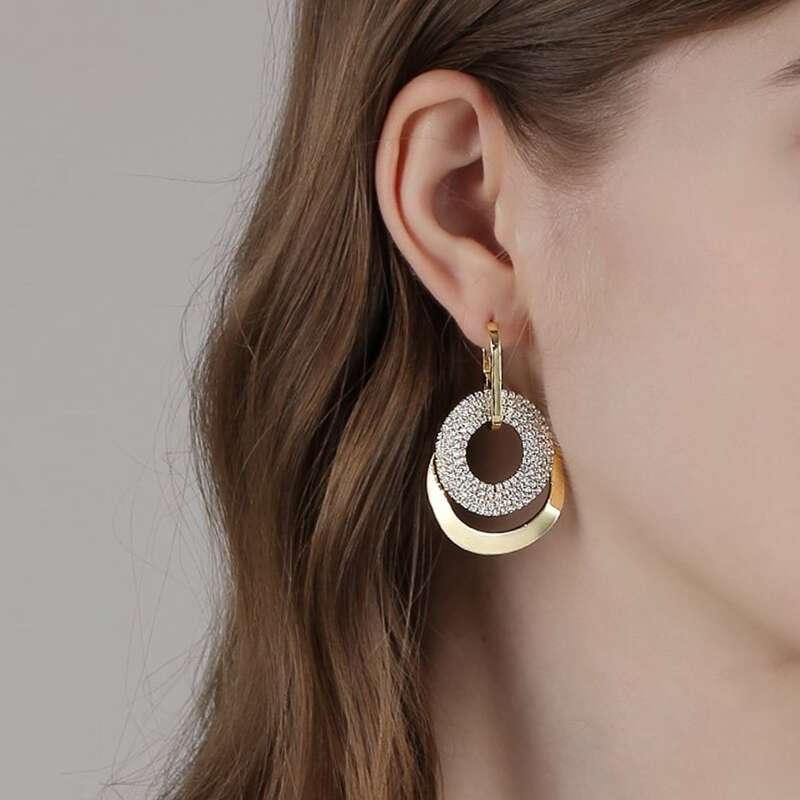 Ring Decor Earrings, Gold