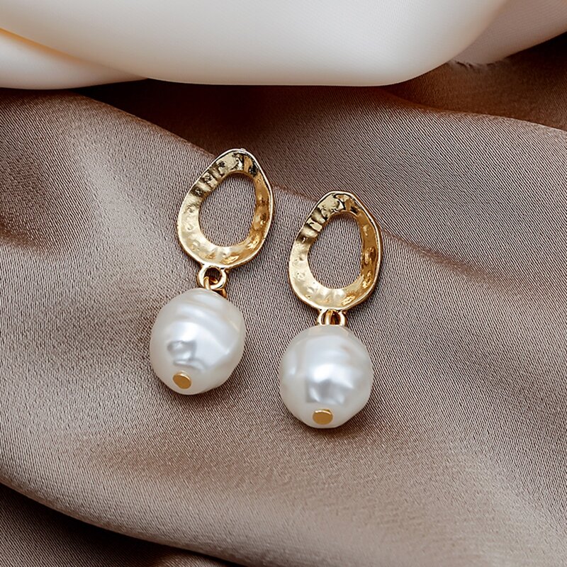 

Faux Pearl Decor Earrings, Gold
