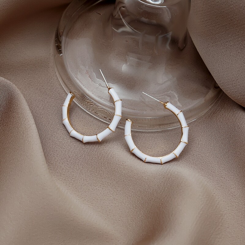 

Minimalist Hoop Earrings, White